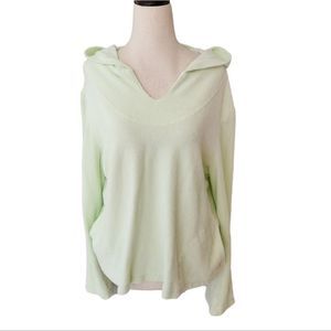 BRYN WALKER Lime Green French Terry Hoodie Top Medium